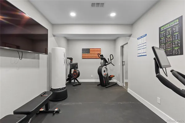 a view of a room with gym equipment