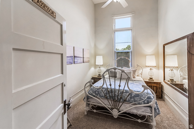 21 North Main Street Kingston, UT 84743 - Photo 51 of 107 Carpeted bedroom with a high ceiling and a ceiling fan
