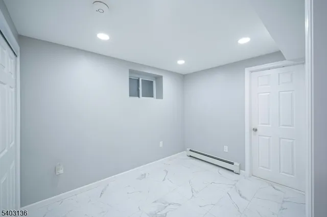 an empty room with a workbench