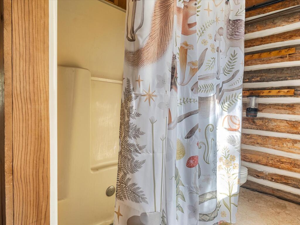 507 Secesh River Road McCall, ID 83638 - Photo 28 of 34 Bathroom with tub/shower combination. The water heater is also stored in the bathroom exposed.