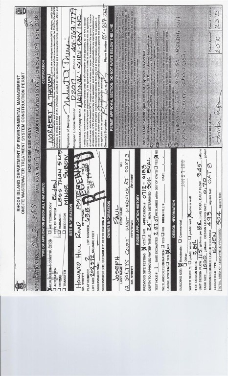 5 Howard Hill Road Foster, RI 02825 - Photo 3 of 3 OWTS FRONT PAGE