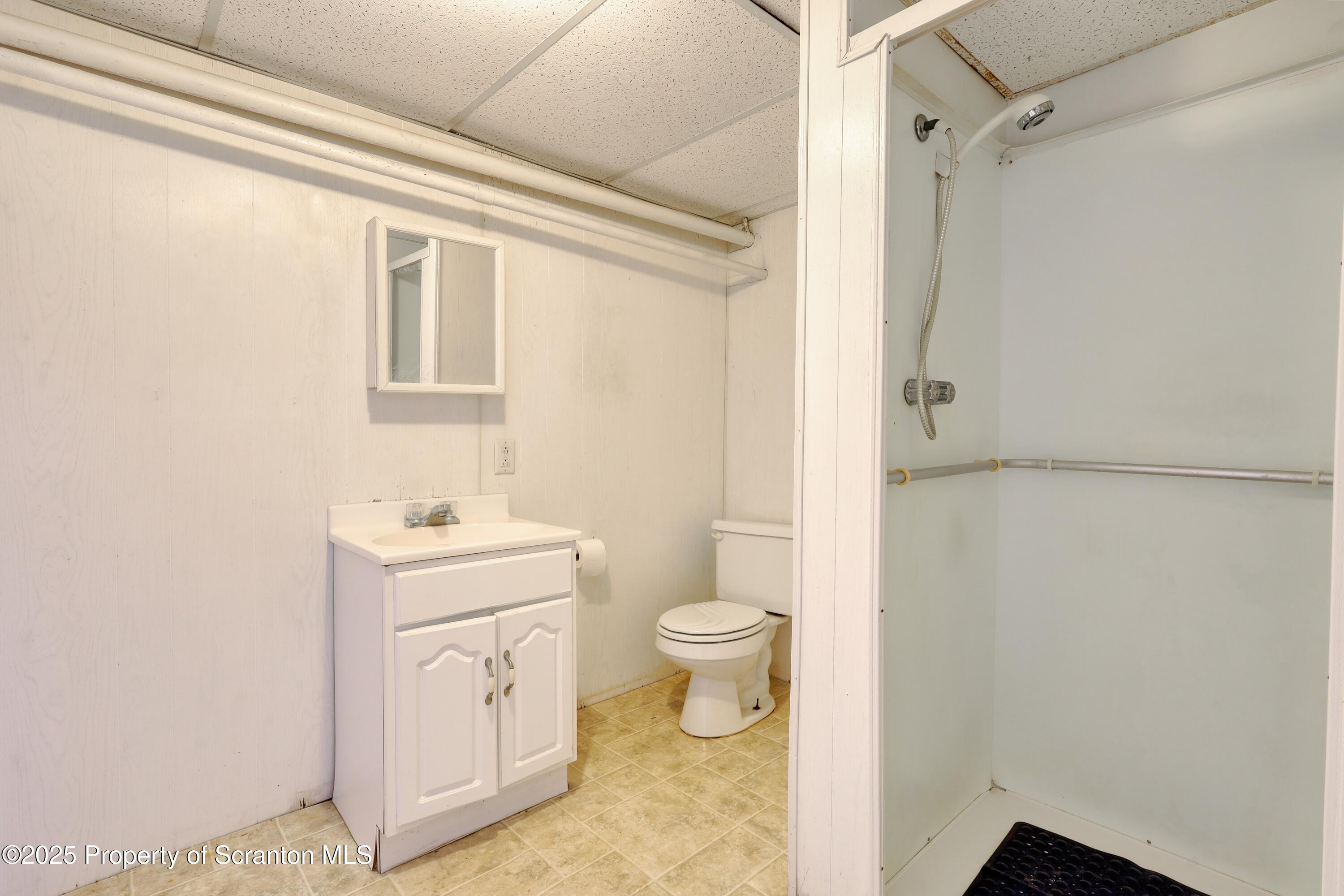514 Hudson Street Forest City, PA 18421 - Photo 30 of 36 a bathroom with a granite countertop sink toilet and shower