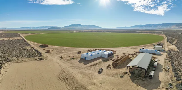 a view of a pool with a yard