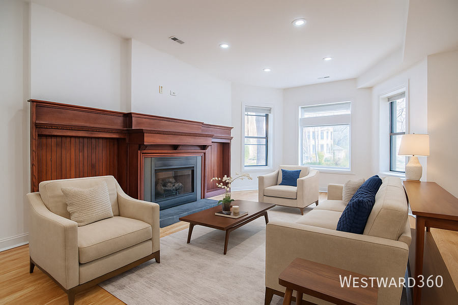 5172 South Michigan Avenue, Unit 1 Chicago, IL 60615 - Photo 2 of 14 a living room with furniture a fireplace and a large window