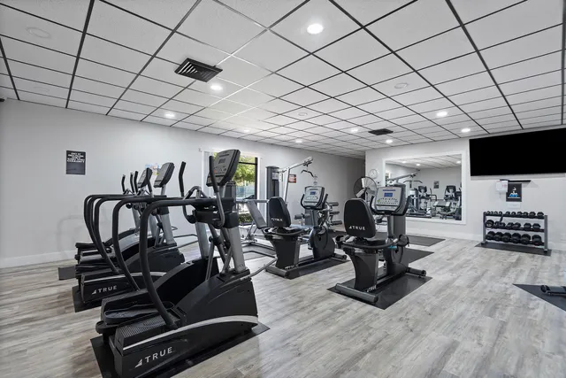 a view of a room with gym equipment