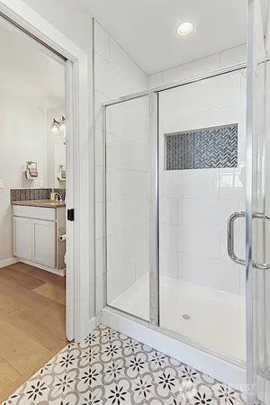 a bathroom with a shower