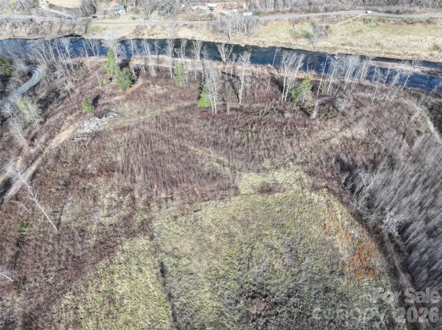 a view of a yard with large trees