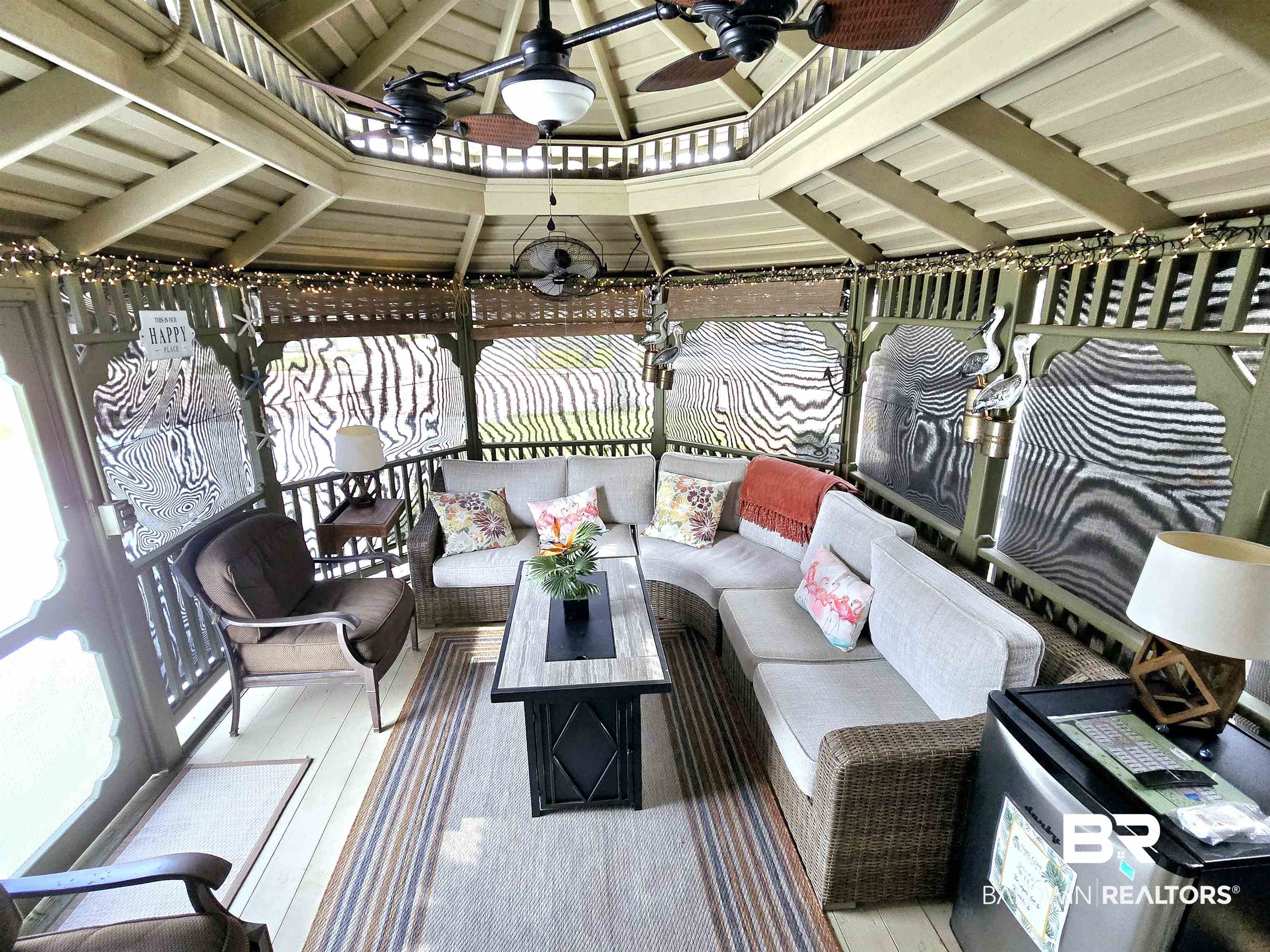 View of patio / terrace featuring an outdoor living space and ceiling fan