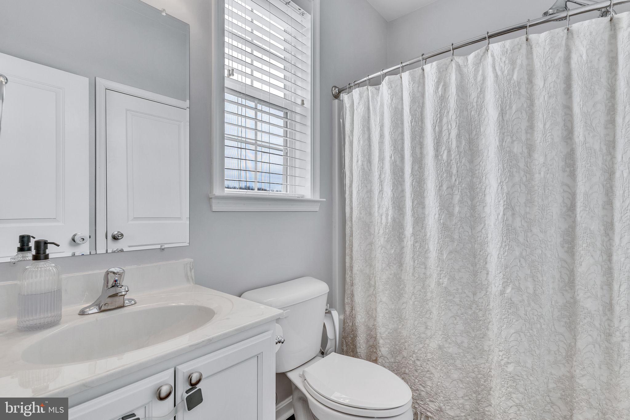 1935 Lowery Road Huntingtown, MD 20639 - Photo 34 of 65 a bathroom with a sink a toilet and shower curtain