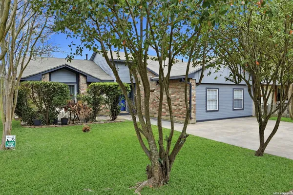a view of a yard in front of a house