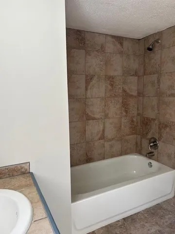 a bathroom with a sink and a bathtub