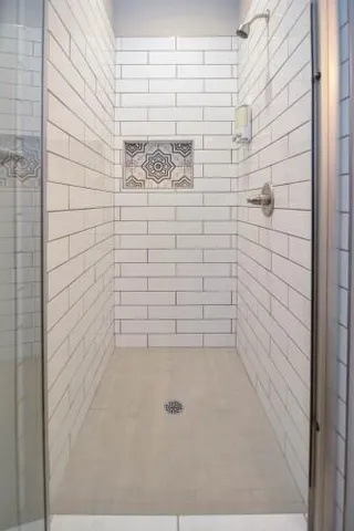 a bathroom with a shower
