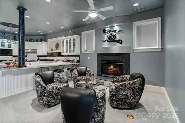 a view of a lobby with furniture