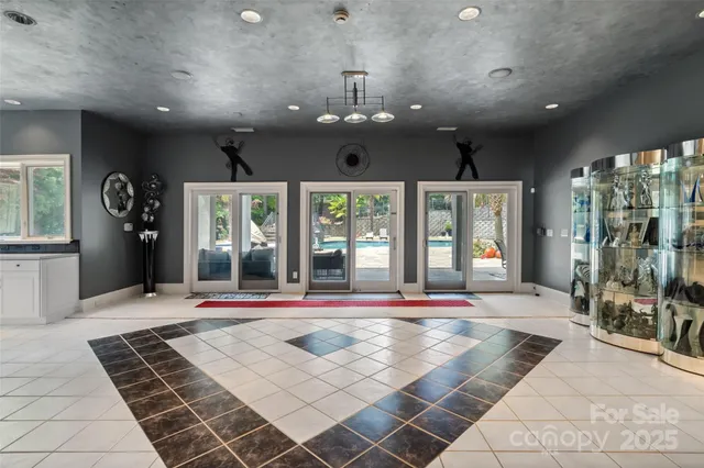 a view of a deck with furniture