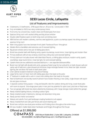 $1,999,000 | 3233-3233 Lucas Circle, Lafayette, CA 94549
