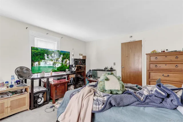 a room with furniture a flat screen tv and a window