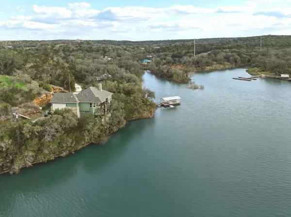 a view of a lake with houses