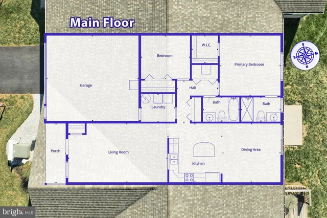 a view of a painting on the wall and street sign