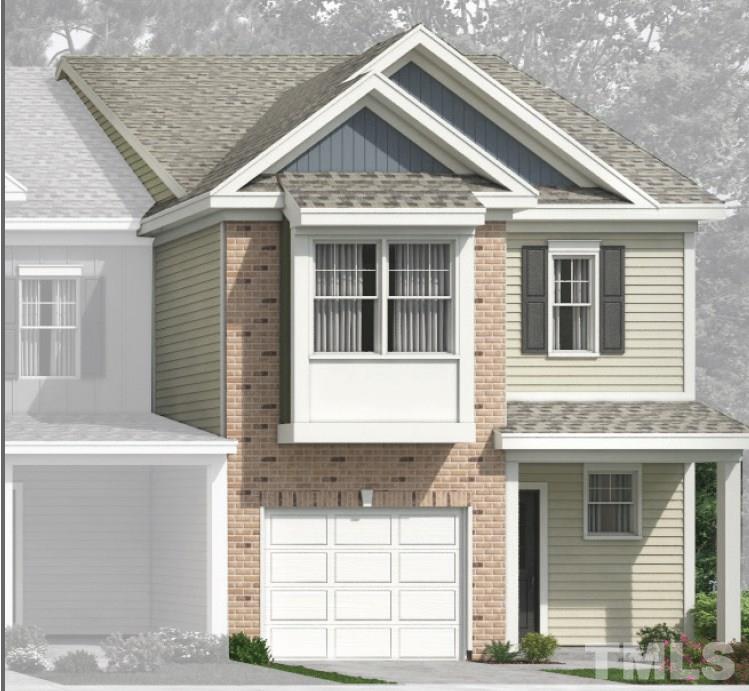 The Carlton features a bay window, partial brick front and 1 car garage.  Home for sale is NOT an End unit.