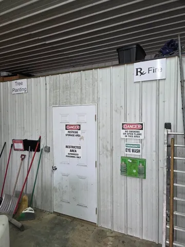 a view of a utility room with a door