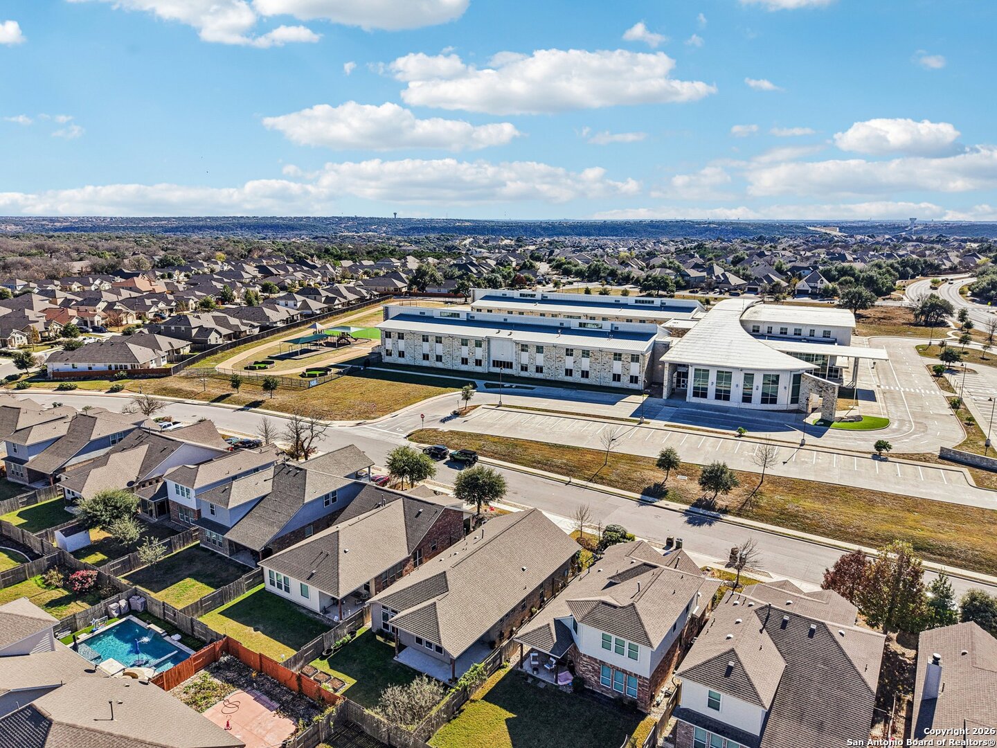 732 Bonnet Boulevard Georgetown, TX 78628 - Photo 46 of 55 an aerial view of residential houses with outdoor space and swimming pool