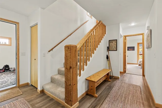 a bedroom with furniture and a bed