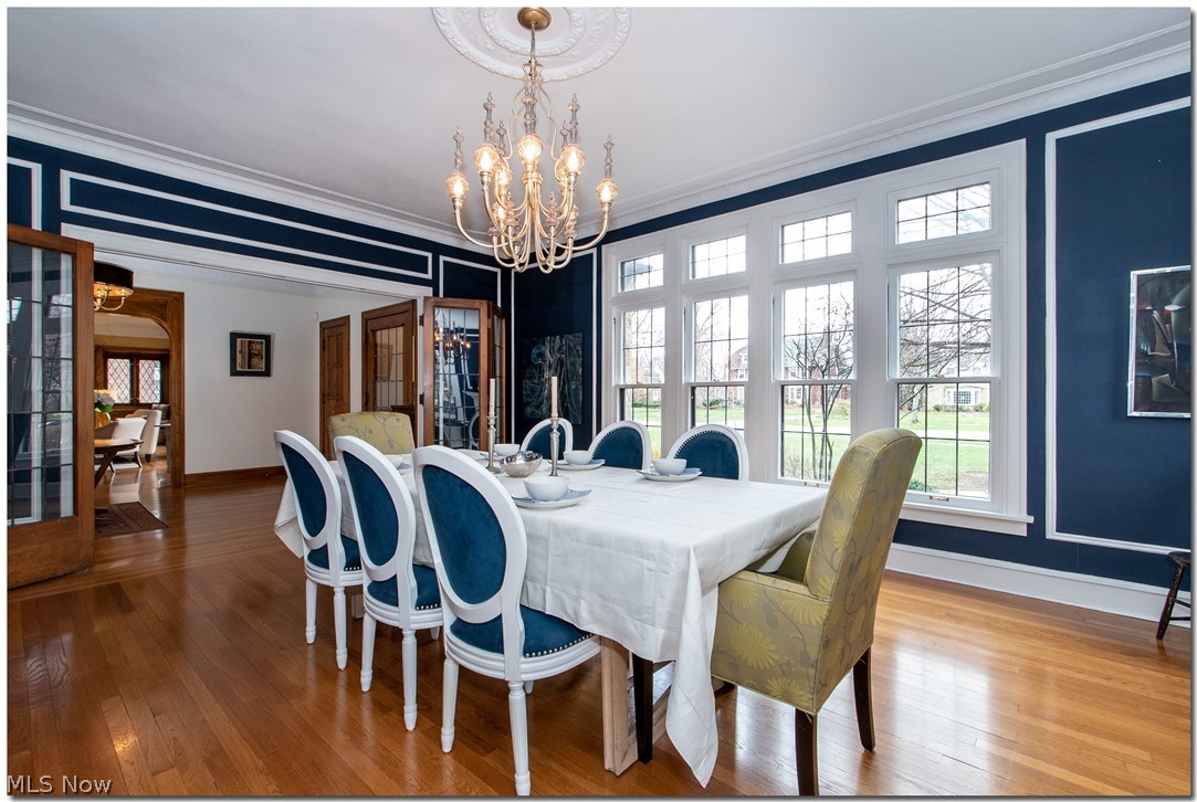 2993 Fontenay Road Cleveland, OH 44120 - Photo 10 of 35 Formal Dining Room with hardwood flooring and leaded windows.