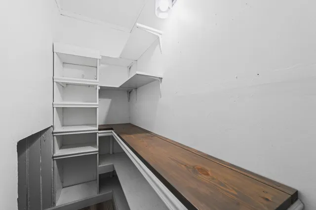 a view of an empty walk in closet