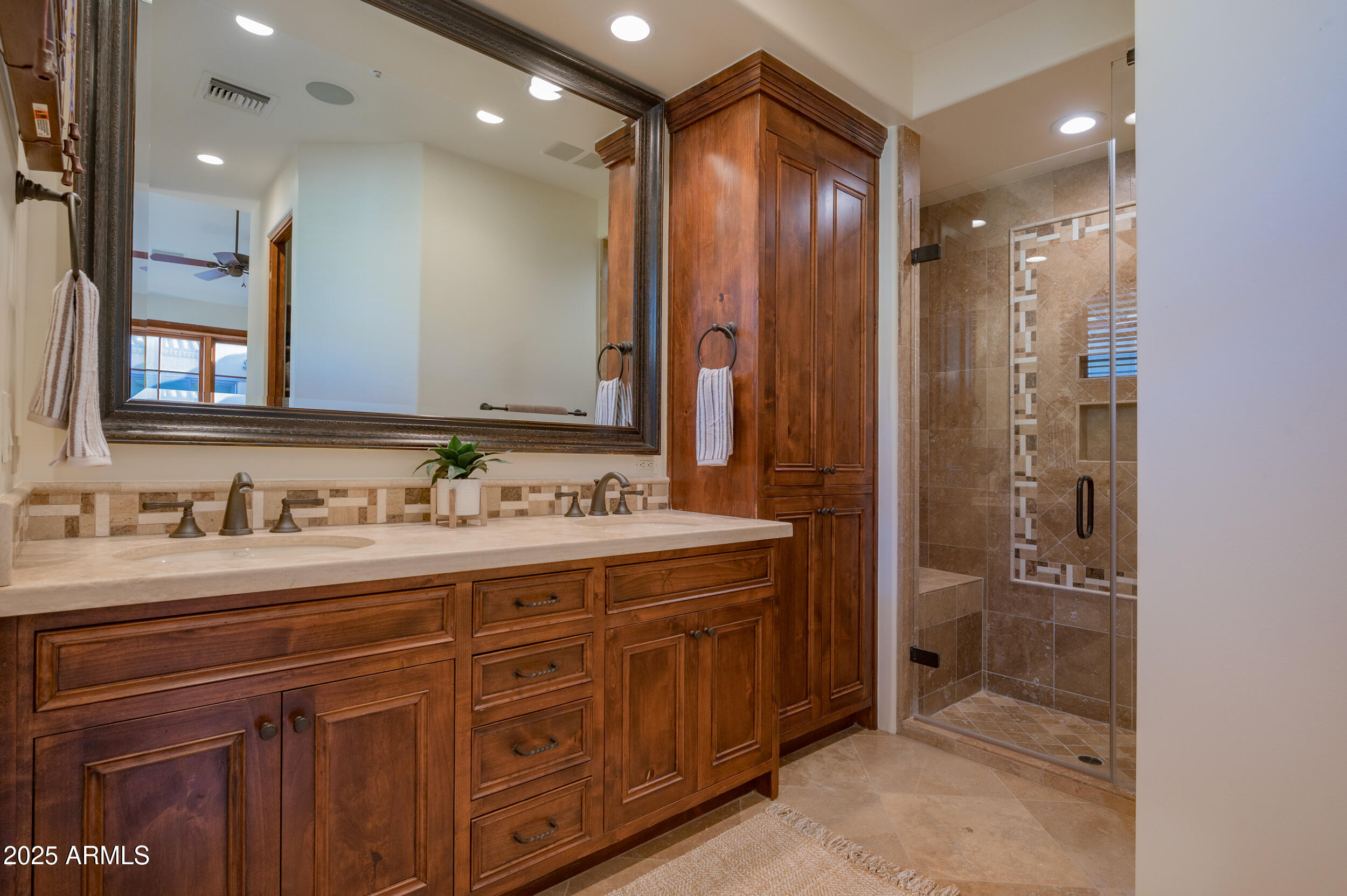 10575 East Rising Sun Drive Scottsdale, AZ 85262 - Photo 35 of 48 a bathroom with a granite countertop sink mirror and double
