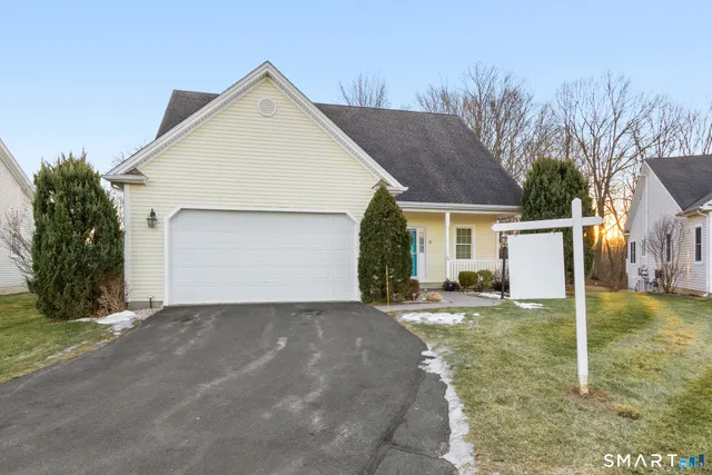 a view of a house with a yard and garage