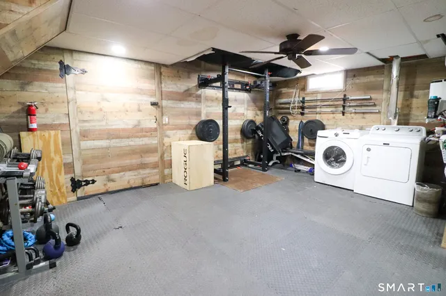 a view of a room with gym equipment