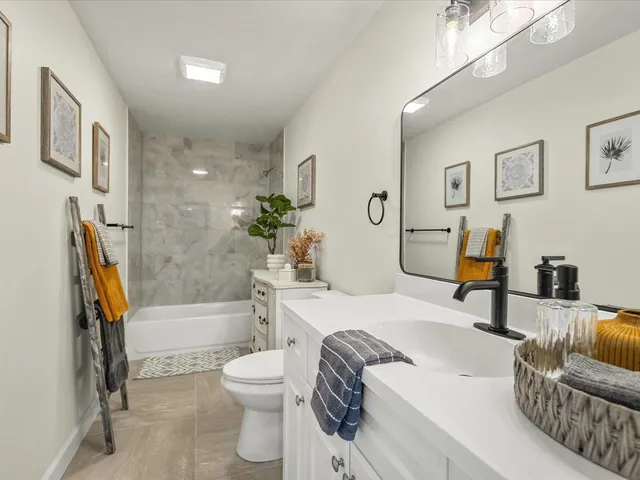 a view of a lake with a beach