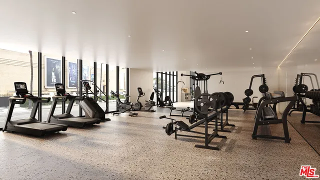 a view of a room with gym equipment