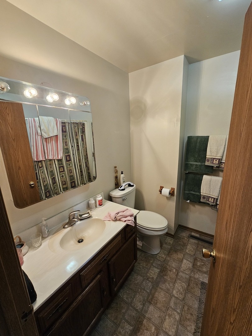 847-849 Rhodes Street Woodstock, IL 60098 - Photo 17 of 44 a bathroom with a toilet sink and mirror
