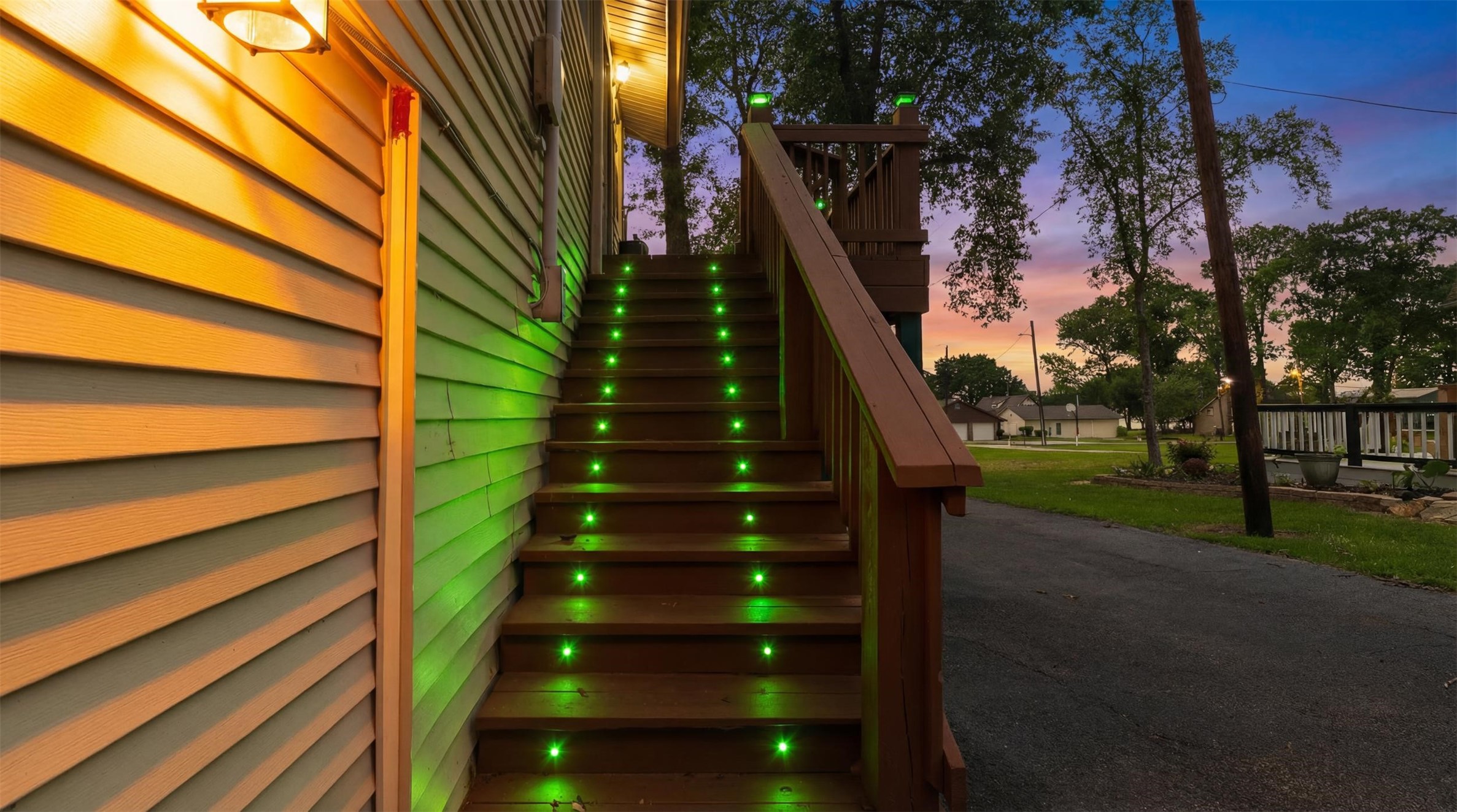 439 Lakeview Harbor Onalaska, TX 77360 - Photo 6 of 43 The motion censored lights fully illuminate the outside stairs.