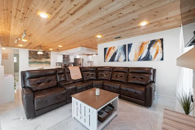 a living room with furniture