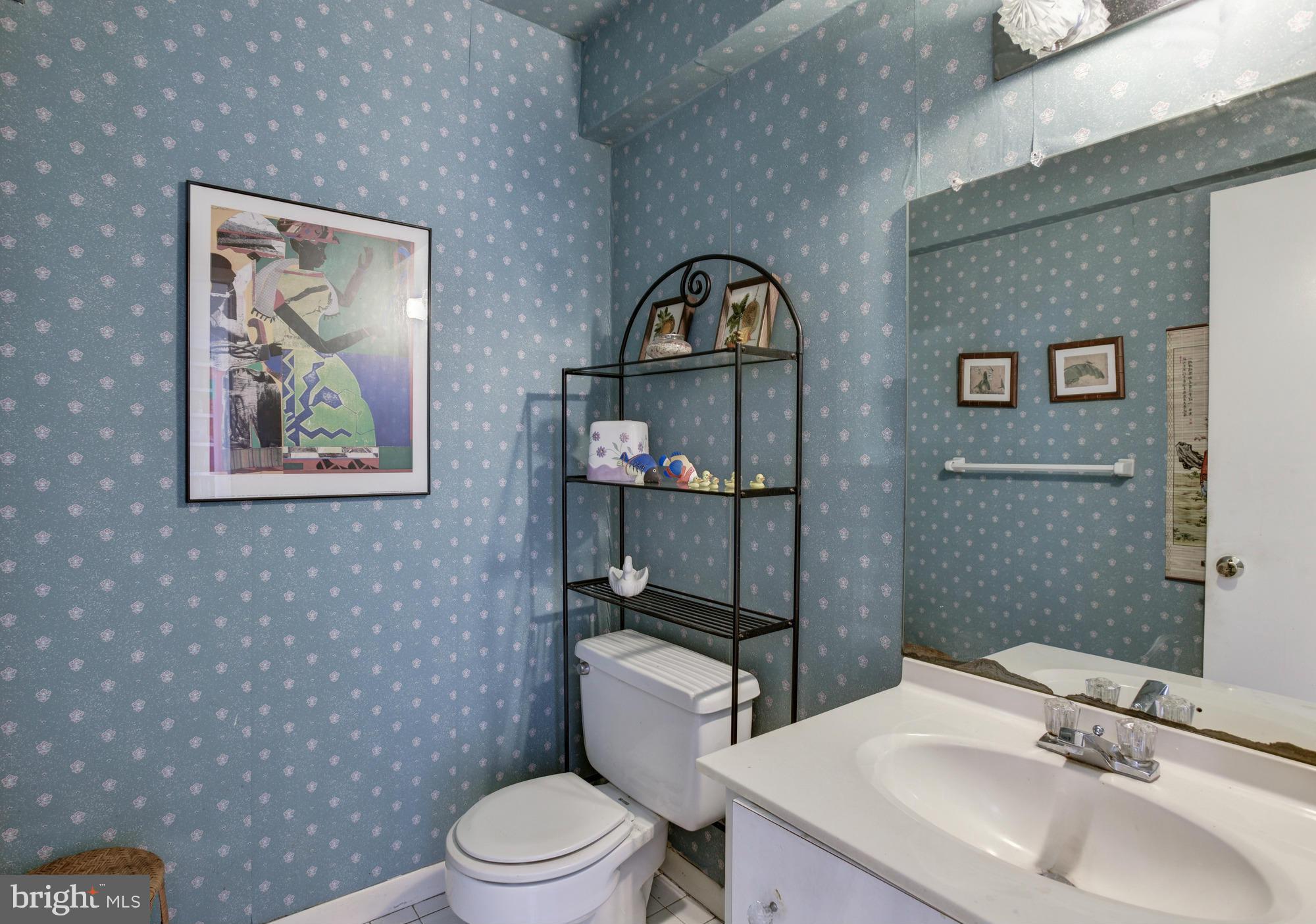 4452 Roland Springs Drive Baltimore, MD 21210 - Photo 16 of 29 a bathroom with a toilet a sink and mirror