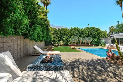 a outdoor view with a sitting space