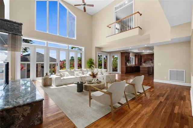 a view of a living room and dining room