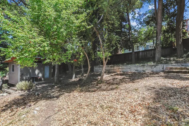 a backyard of a house with lots of green space