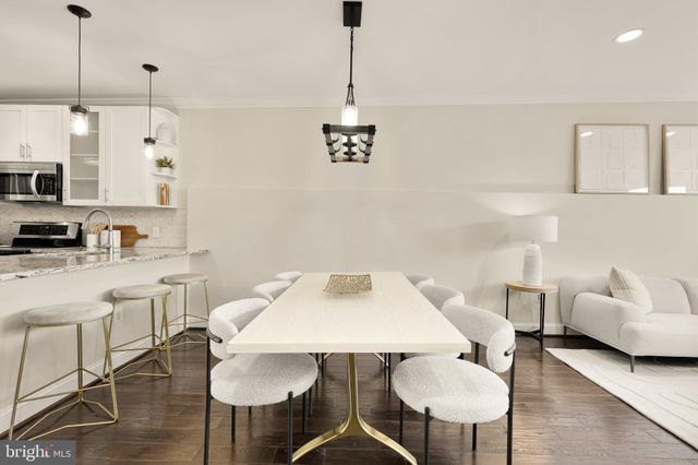 a view of kitchen with dining area
