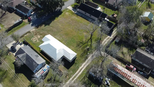 an aerial view of a house