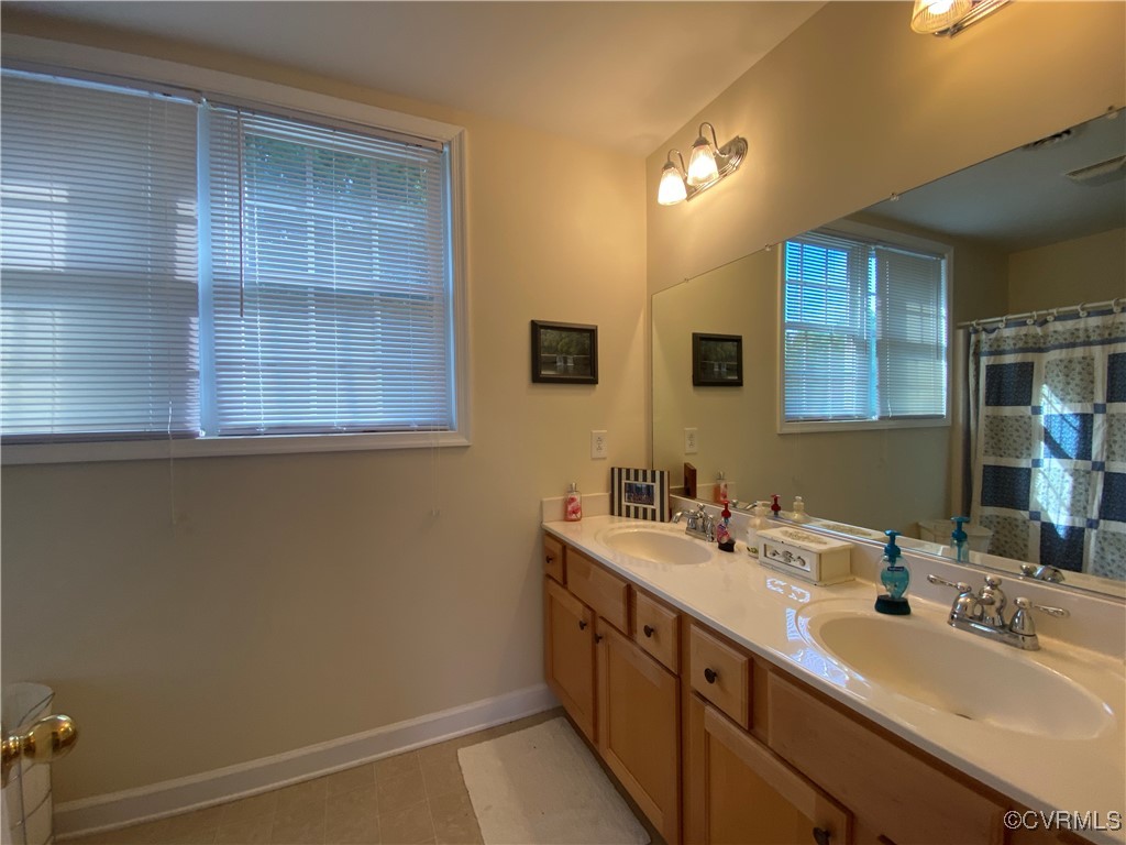 4554 Plank Road Kenbridge, VA 23944 - Photo 38 of 41 a bathroom with a double vanity sink and a mirror
