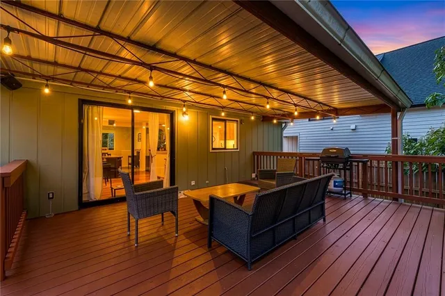 a outdoor space with wooden floor