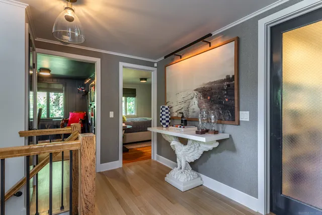 a view of a living room and dining room