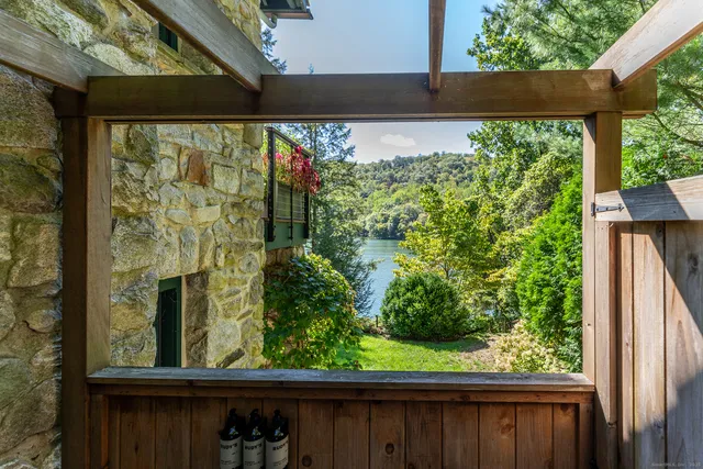 a view of a porch with a yard
