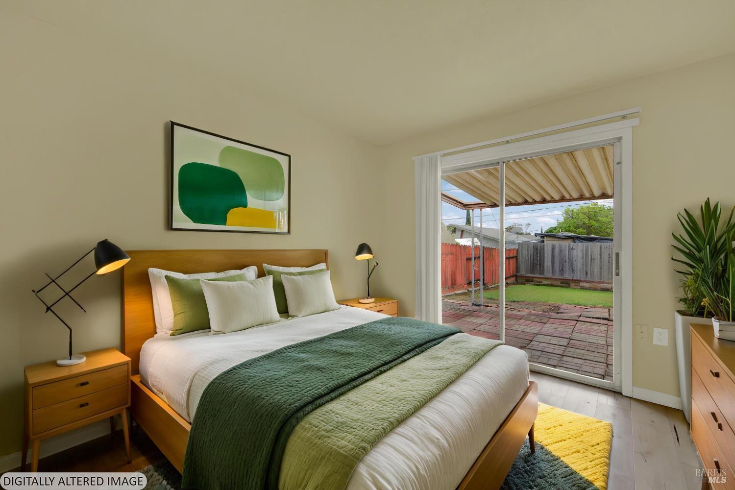 499 Apple Tree Lane Fairfield, CA 94533 - Photo 4 of 69 VIRTUALLY STAGED: Bedroom 1 with slider patio door that leads to rear yard