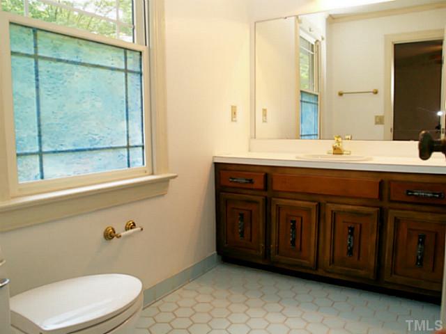 225 Carriage Trail Raleigh, NC 27614 - Photo 18 of 25 a bathroom with a sink a toilet and a mirror