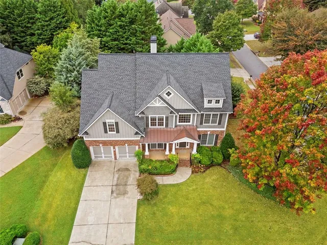 an aerial view of a house