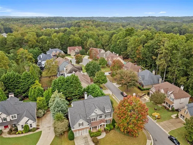 an aerial view of multiple house